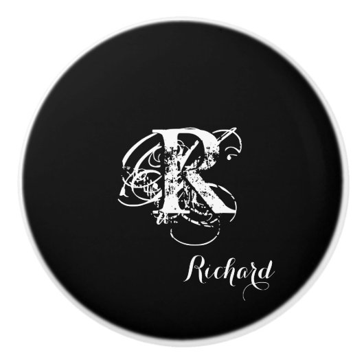 Gepersonaliseerd zwart keramische knop (Voorkant)