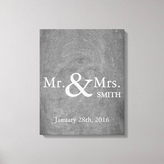 Gepersonaliseerd zwart krijtbord bruiloft gastenbo canvas afdruk (Voorkant)