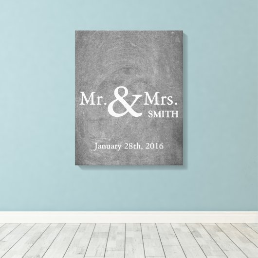 Gepersonaliseerd zwart krijtbord bruiloft gastenbo canvas afdruk (Insitu (Houten vloer))