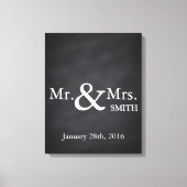 Gepersonaliseerd zwart krijtbord bruiloft gastenbo canvas afdruk (Voorkant)