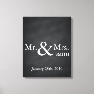 Gepersonaliseerd zwart krijtbord bruiloft gastenbo canvas afdruk