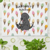 Gepersonaliseerd zwart lab tegen ijs theedoek (Gevouwen)