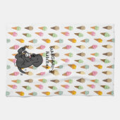 Gepersonaliseerd zwart lab tegen ijs theedoek (Horizontaal)