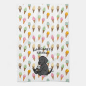 Gepersonaliseerd zwart lab tegen ijs theedoek (Verticaal)