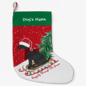 Gepersonaliseerd zwart Lab Xmas Geleid Rood Kleine Kerstsok (Voorkant)
