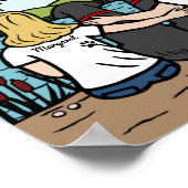 Gepersonaliseerd zwart labrador Family Blonde Long Poster (Hoek)