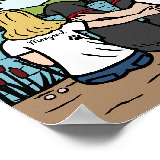 Gepersonaliseerd zwart labrador Family Blonde Long Poster (Hoek)