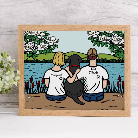 Gepersonaliseerd zwart labrador Family Blonde S Poster