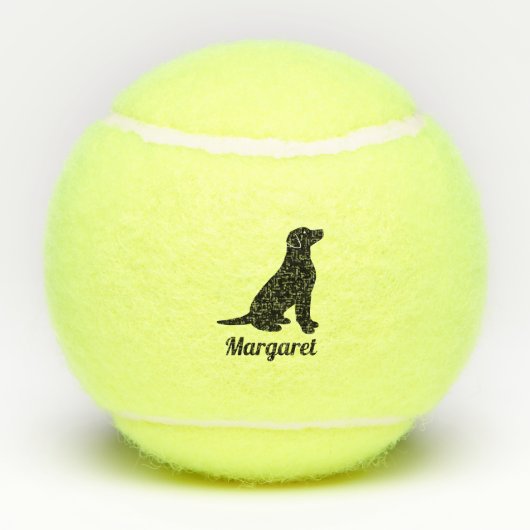 Gepersonaliseerd zwart labrador Silhouette Tennisballen (Achterkant)