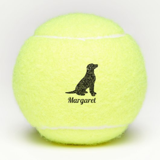 Gepersonaliseerd zwart labrador Silhouette Tennisballen (Voorkant)
