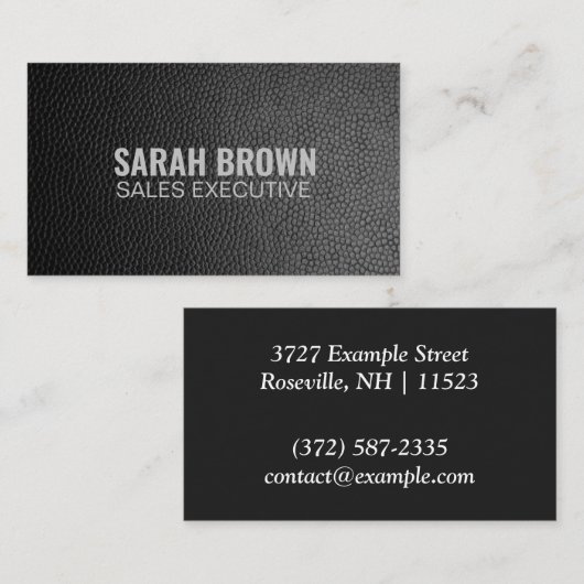 Gepersonaliseerd "zwart leder" (Amerikaans) Visitekaartje (Voorkant / Achterkant)