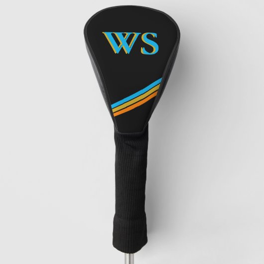 Gepersonaliseerd zwart leder golfheadcover (Voorkant)