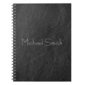 Gepersonaliseerd zwart leder notitieboek (Voorkant)