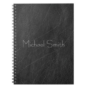 Gepersonaliseerd zwart leder notitieboek