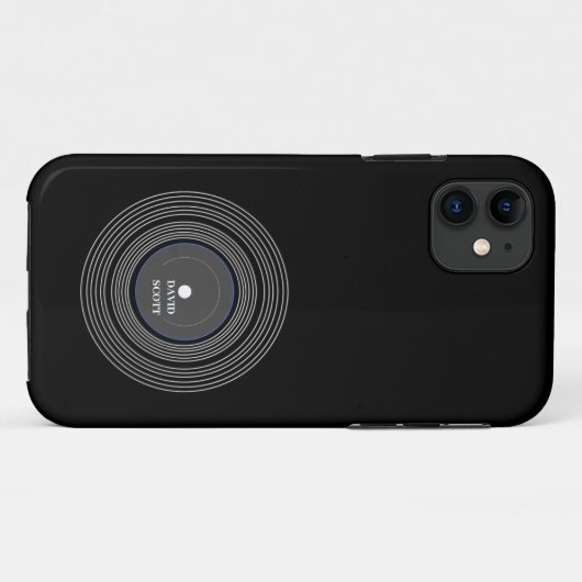 Gepersonaliseerd zwart Lp vinyl Case-Mate iPhone Case (Achterkant (horizontaal))