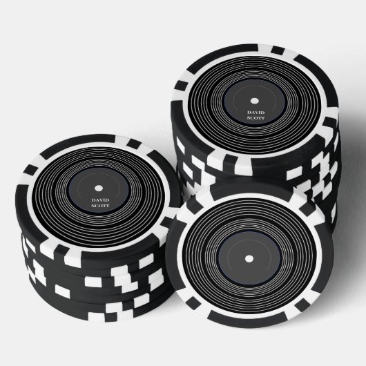 Gepersonaliseerd zwart Lp vinyl Poker Chips (Opstapeling)