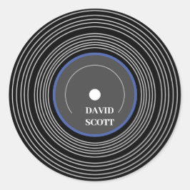Gepersonaliseerd zwart Lp vinyl Ronde Sticker
