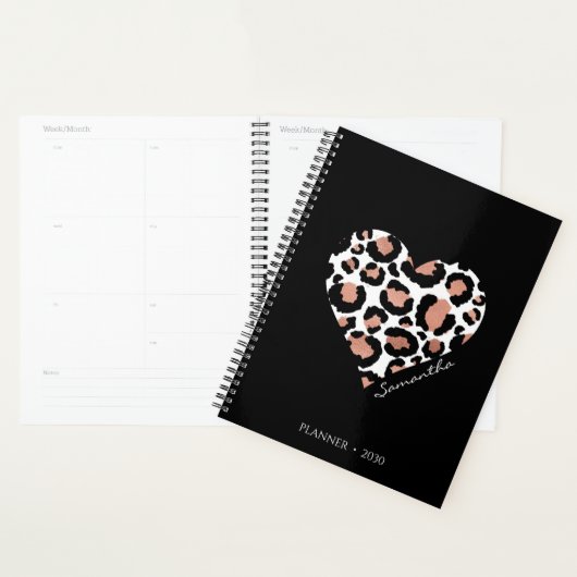 Gepersonaliseerd zwart luipaard cheetah patroon planner (Display)