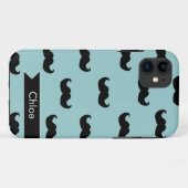 Gepersonaliseerd zwart model op blauw Case-Mate iPhone case (Achterkant (horizontaal))
