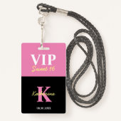 Gepersonaliseerd zwart, modern, 16 VIP Badge (Achterkant met draagriem)