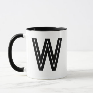 Gepersonaliseerd zwart modern monogram mok