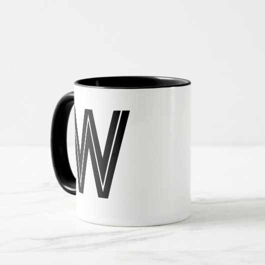 Gepersonaliseerd zwart modern monogram mok (Voorkant links)