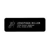 Gepersonaliseerd zwart monogram en wit adres etiket (Voorkant)