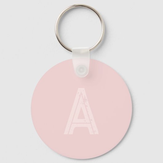 Gepersonaliseerd zwart monogram roze sleutelhanger (Voorkant)