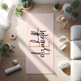 Gepersonaliseerd zwart monogram roze yogamat