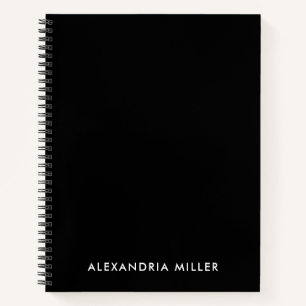 Gepersonaliseerd zwart monogram spiraal notitieboek