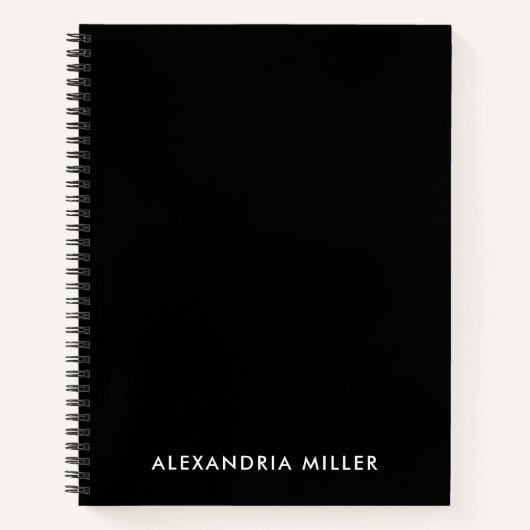Gepersonaliseerd zwart monogram spiraal notitieboek (Voorkant)