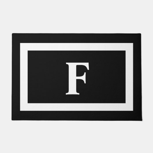 Gepersonaliseerd zwart monogram wit deurmat (Voorkant)