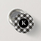 Gepersonaliseerd zwart monogram zwart-wit goud gep ronde button 3,2 cm (Voorkant /achterkant)