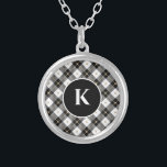 Gepersonaliseerd zwart monogram zwart-wit goud gep zilver vergulden ketting<br><div class="desc">Gepersonaliseerde zwart-wit en gouden speldenkluidere zilveren vergrendeling</div>