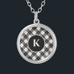 Gepersonaliseerd zwart monogram zwart-wit goud gep zilver vergulden ketting<br><div class="desc">Gepersonaliseerde zwart-wit en gouden speldenkluidere zilveren vergrendeling</div>