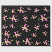 Gepersonaliseerd zwart monogrammed Modern Cadeaupapier (Vlak)