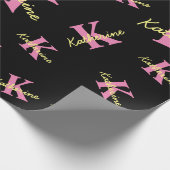 Gepersonaliseerd zwart monogrammed Modern Cadeaupapier (Hoek)