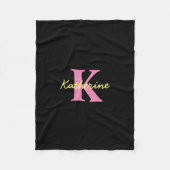 Gepersonaliseerd zwart monogrammed Modern Fleece Deken (Voorkant)