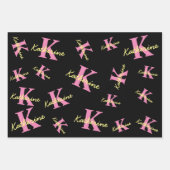 Gepersonaliseerd zwart monogrammed Modern Inpakpapier Vel (Voorkant 2)