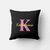 Gepersonaliseerd zwart monogrammed Modern Kussen (Achterkant)