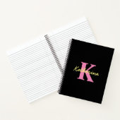 Gepersonaliseerd zwart monogrammed Modern Notitieboek (Binnen)