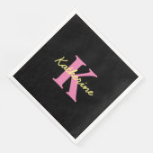 Gepersonaliseerd zwart monogrammed Modern Servet (Hoek)