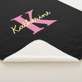 Gepersonaliseerd zwart monogrammed Modern Sherpa Deken (3/4)