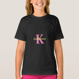 Gepersonaliseerd zwart monogrammed Modern T-shirt