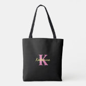 Gepersonaliseerd zwart monogrammed Modern Tote Bag (Achterkant)