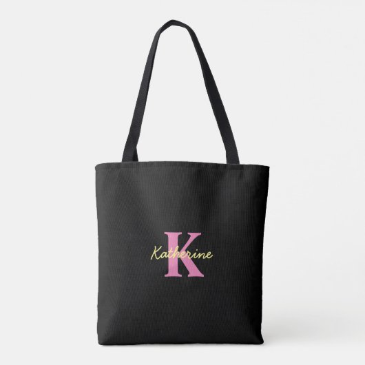 Gepersonaliseerd zwart monogrammed Modern Tote Bag (Achterkant)