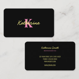 Gepersonaliseerd zwart monogrammed Modern Visitekaartje