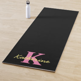 Gepersonaliseerd zwart monogrammed Modern Yogamat