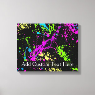 Gepersonaliseerd zwart/neonplatform canvas afdruk