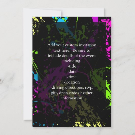 Gepersonaliseerd zwart/neonplatform kaart (Achterkant)